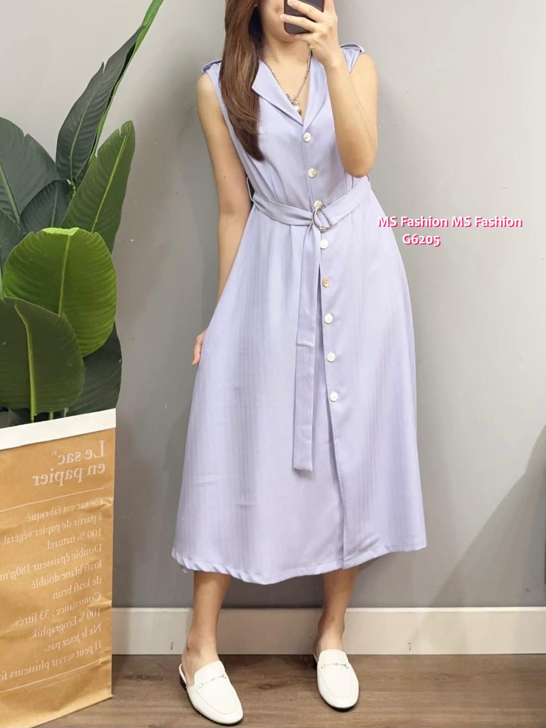 G6205 韓國🇰🇷暗直紋背心連身裙