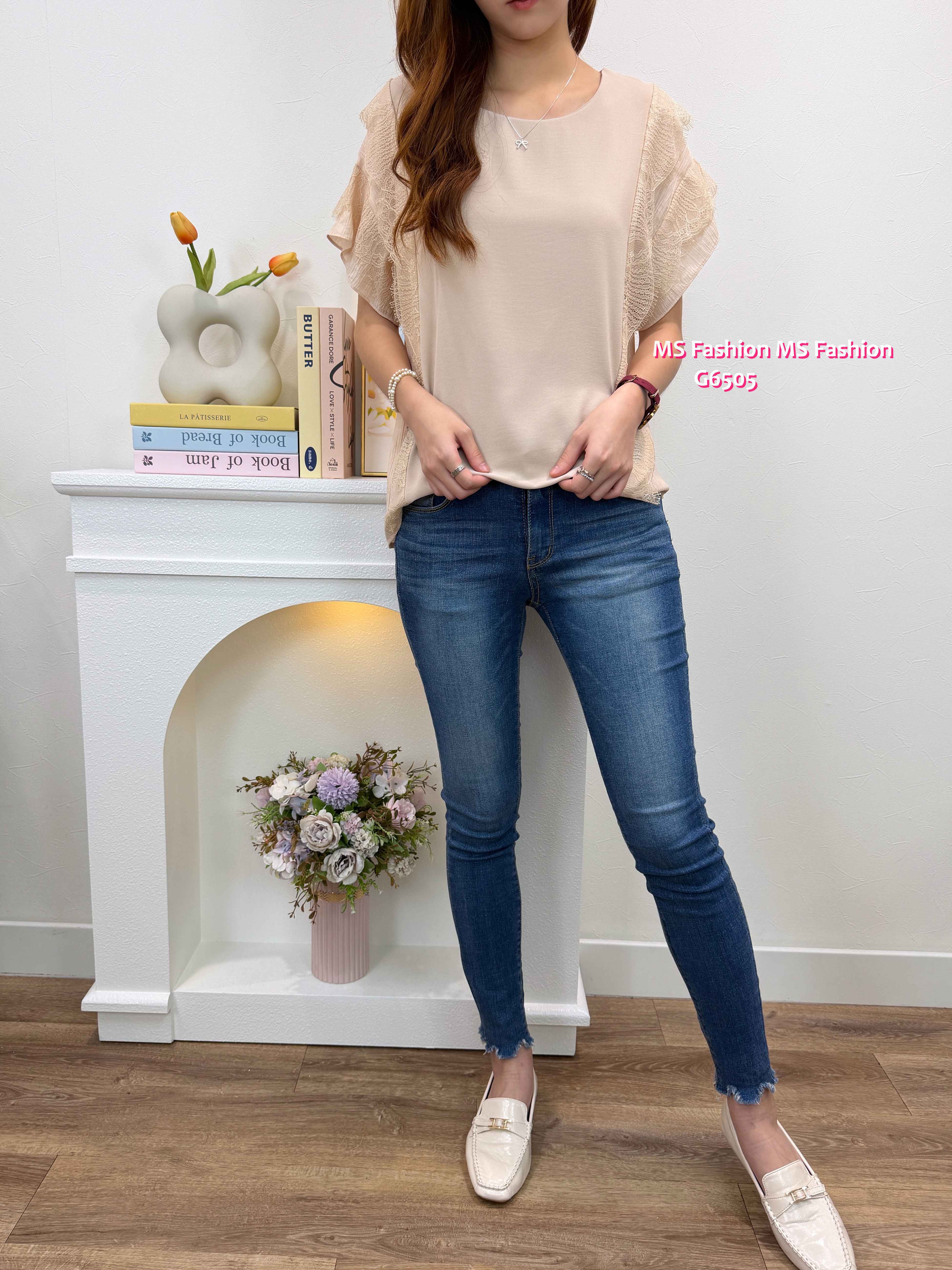 G6505 靚料拼lace top