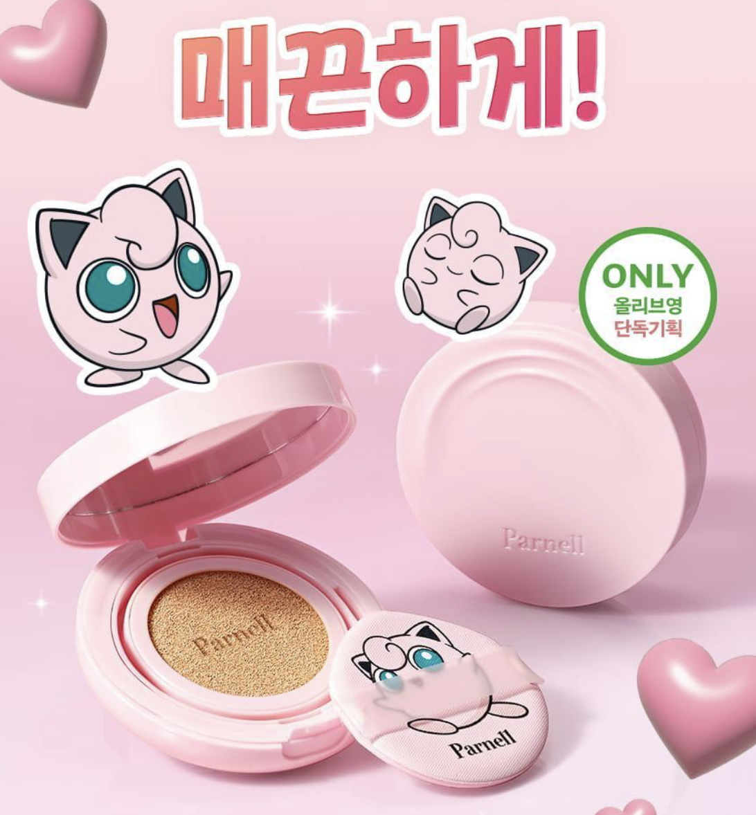 韓國 Parnell X 波波球 Pokemon  積雪草鎮靜精華氣墊 1+1｜Cicamanu Serum Cushion