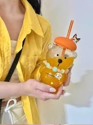 Starbucks中國限定 X Popmart Molly20周年軟雪星夢聯名系列小畫家熊店長玻璃吸管杯460ml