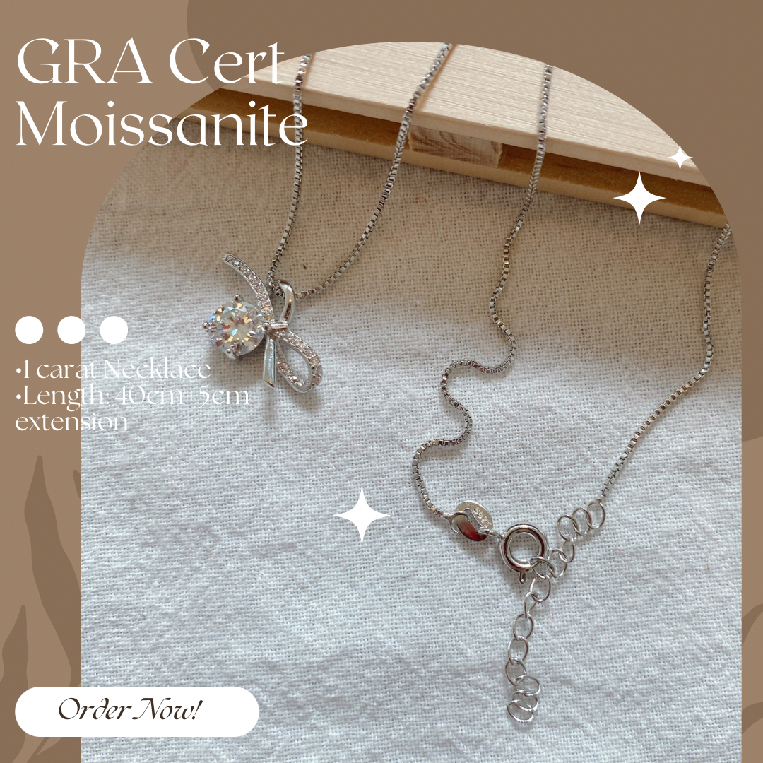 Moissanite Bow Necklace - GRA Certified 