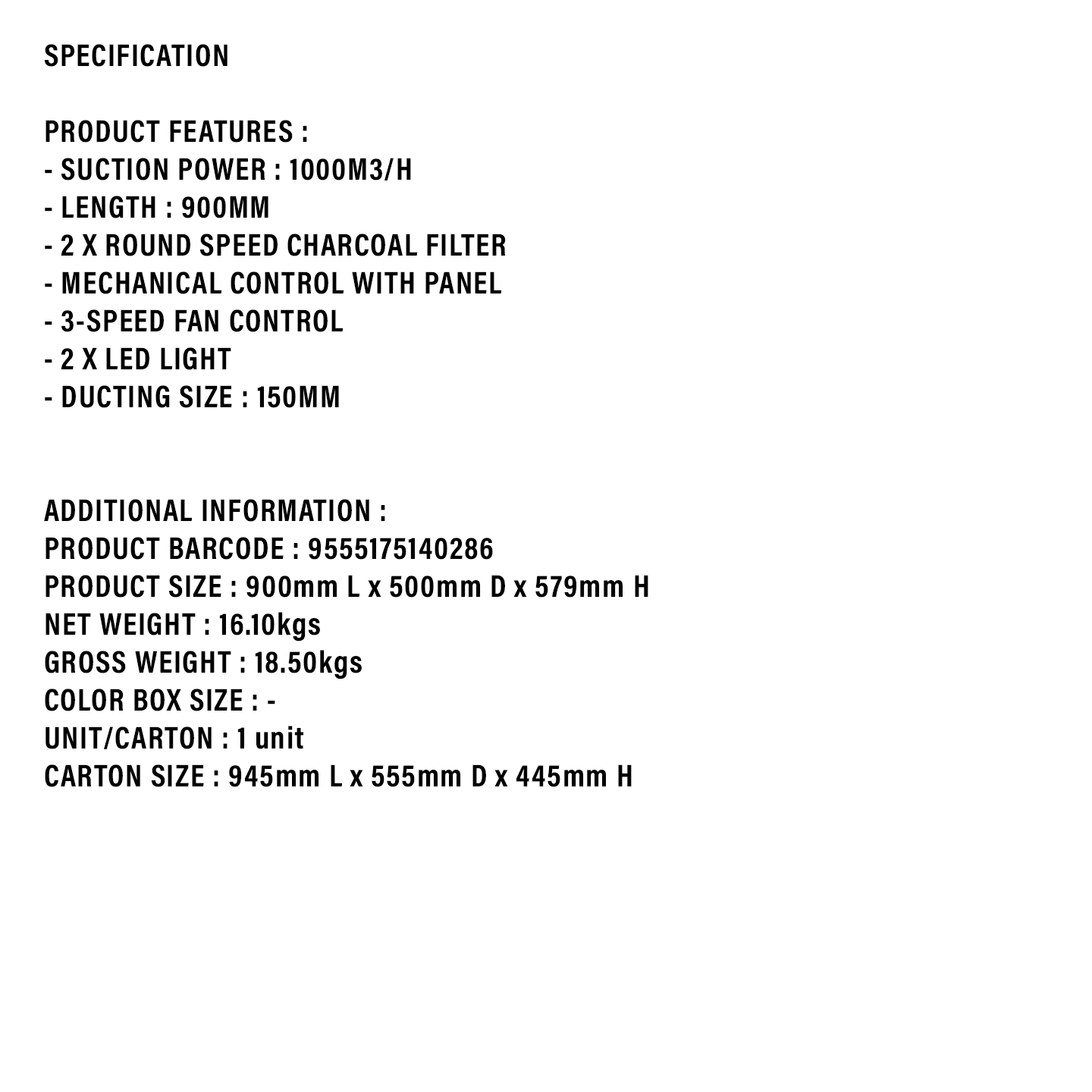 Faber 1000m/h Zitto Designer Hood (ZITTO 90SS)