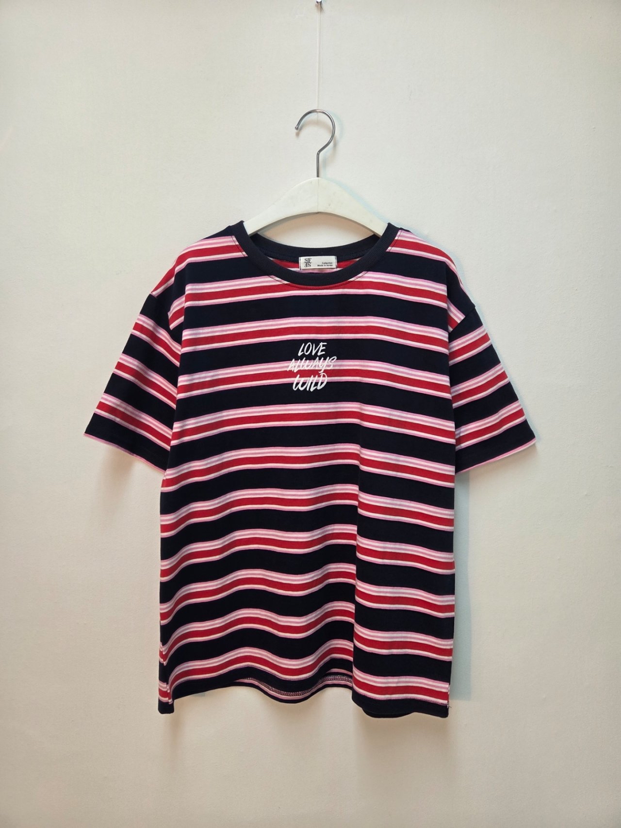 🇰🇷K5580 棉料彩間X刺繡字tee