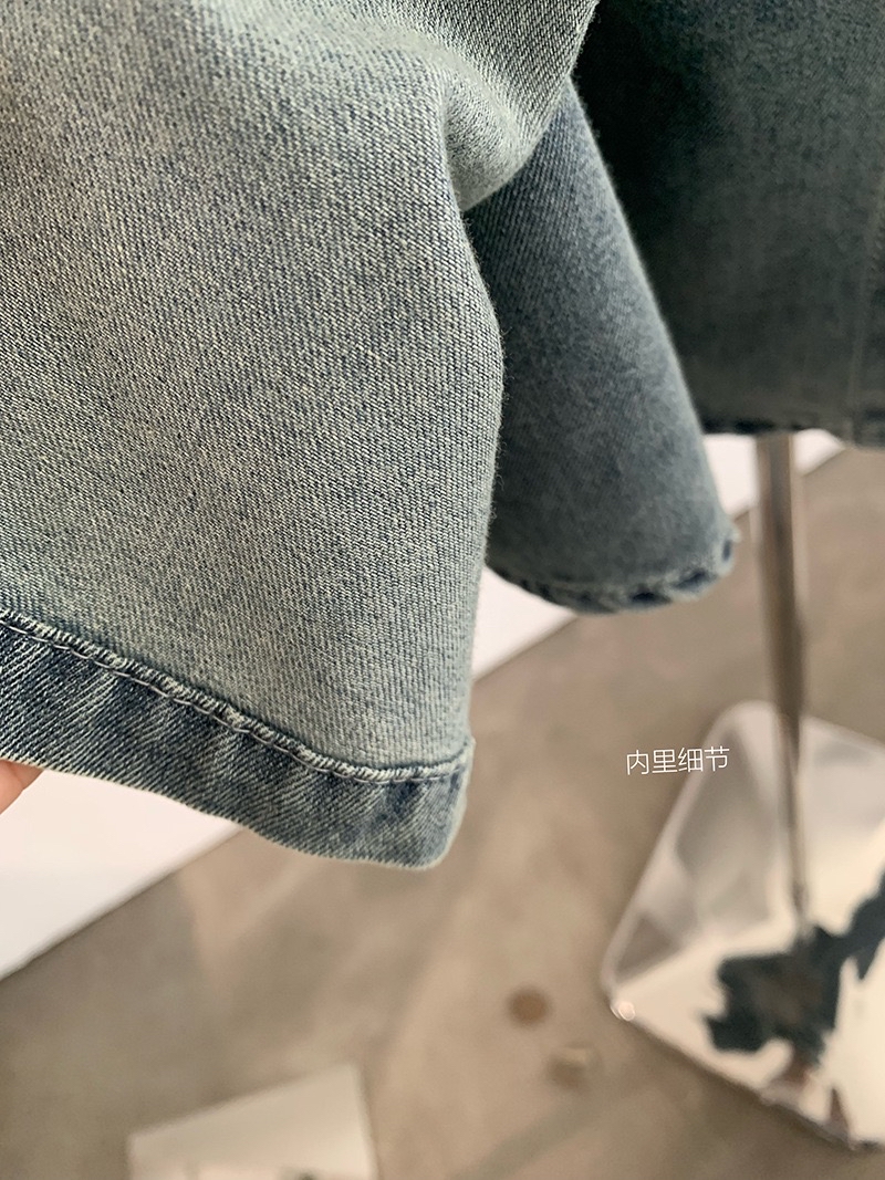 韩版宽松中长款牛仔衬衫+屁帘两件套装