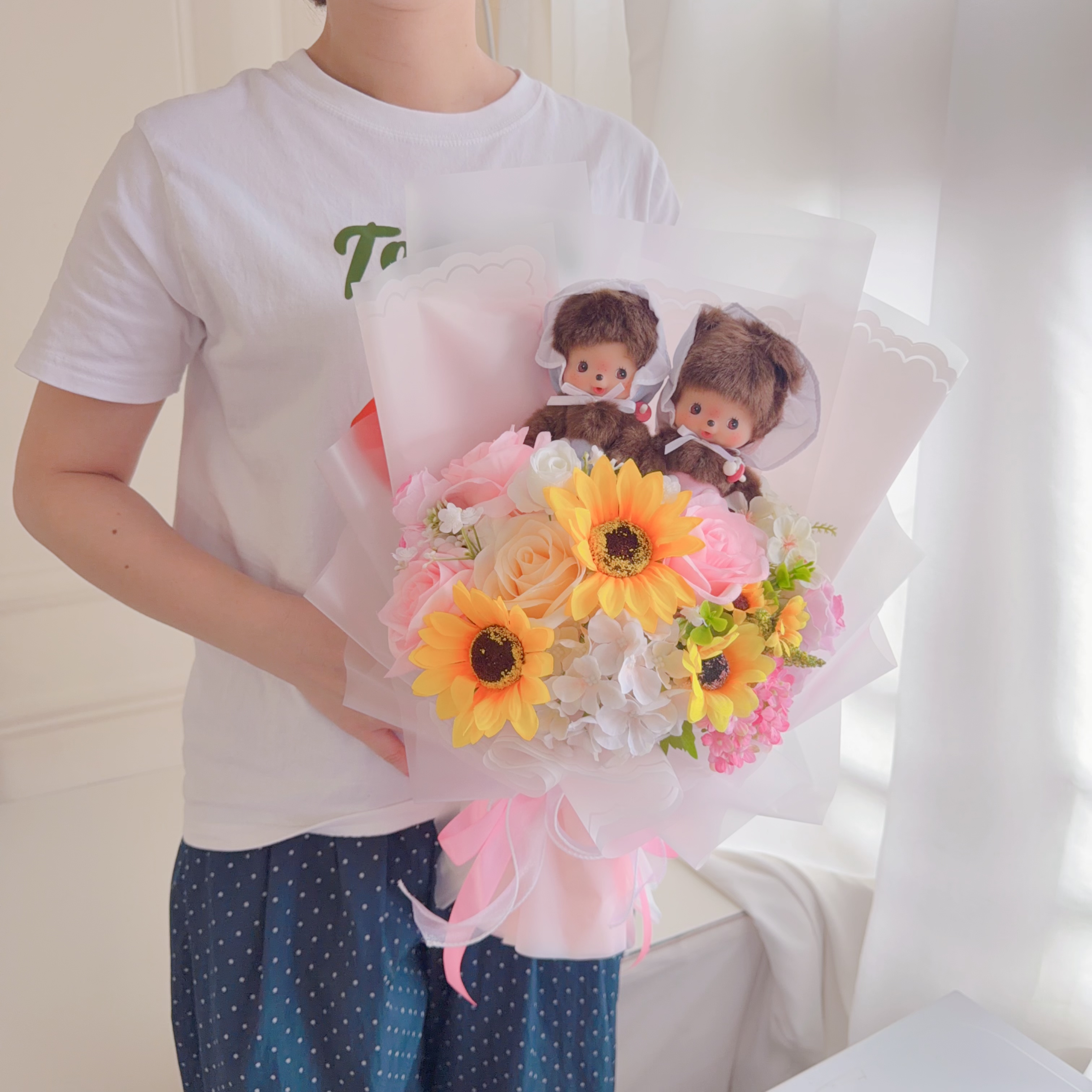 (現貨)monchhichi 公仔花