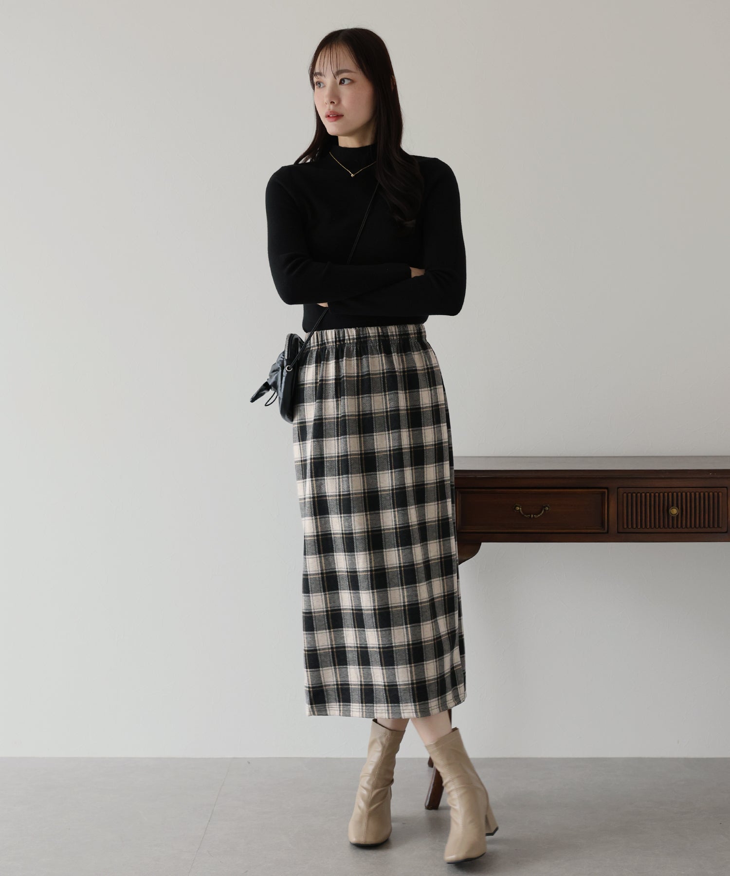 <限量現貨><JP> 冬日英倫風菱格紋直身裙* 3色入