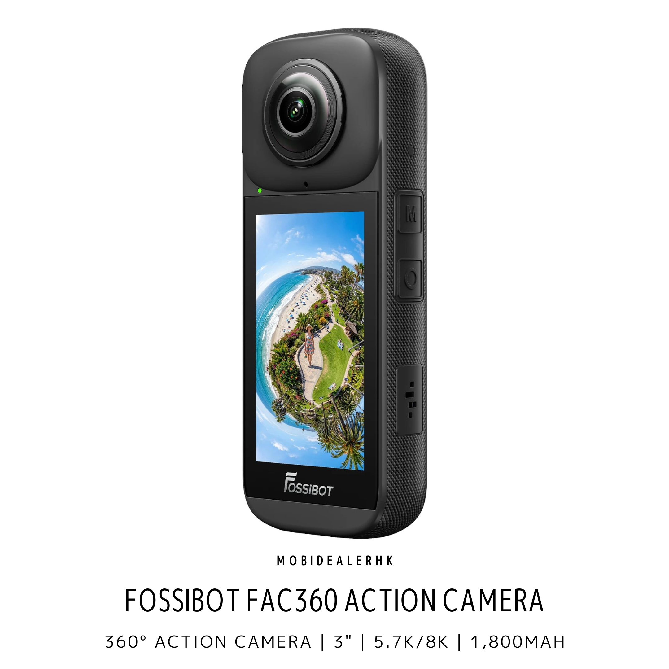 Fossibot FAC360 | 相機 | 360° 全景相機 | 3" | 5.7K/8K | 1,800mAh