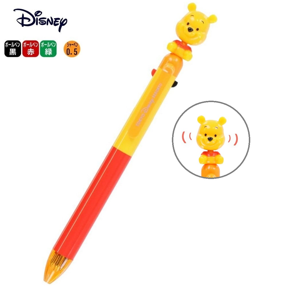 現貨｜【日本 Disney Store 限定】Winnie the Pooh 小熊維尼 日本版 搖頭 4用筆 3色原子筆 + 鉛芯筆 059641