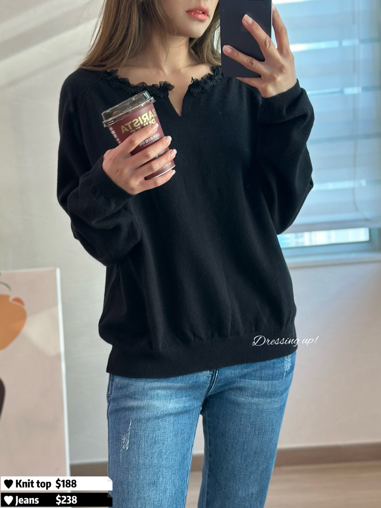 優雅清新｜網紗針織線衫