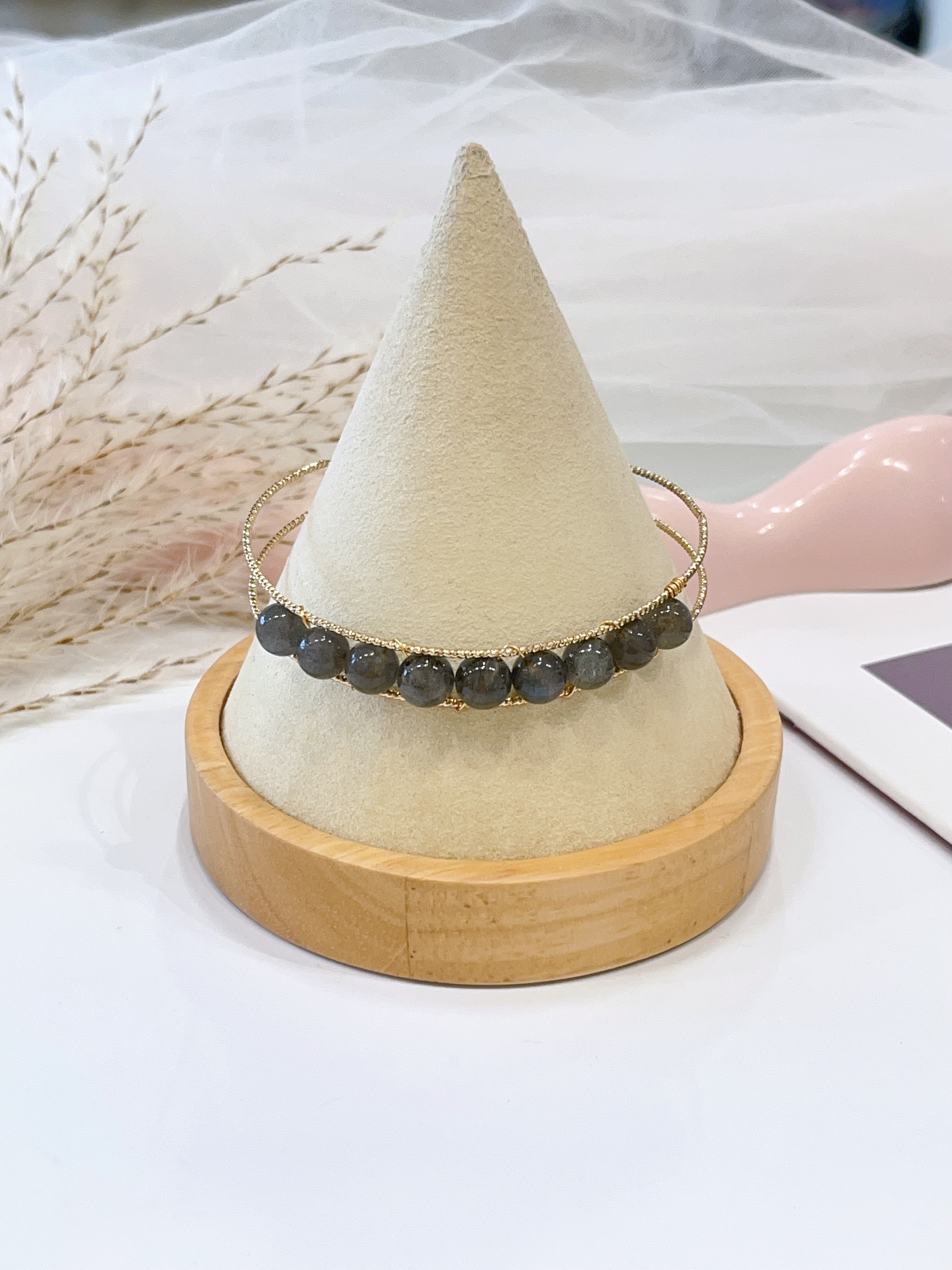 🌙✨ 月光石半镯框手串 Moonstone Half Bangle Frame Bracelet 