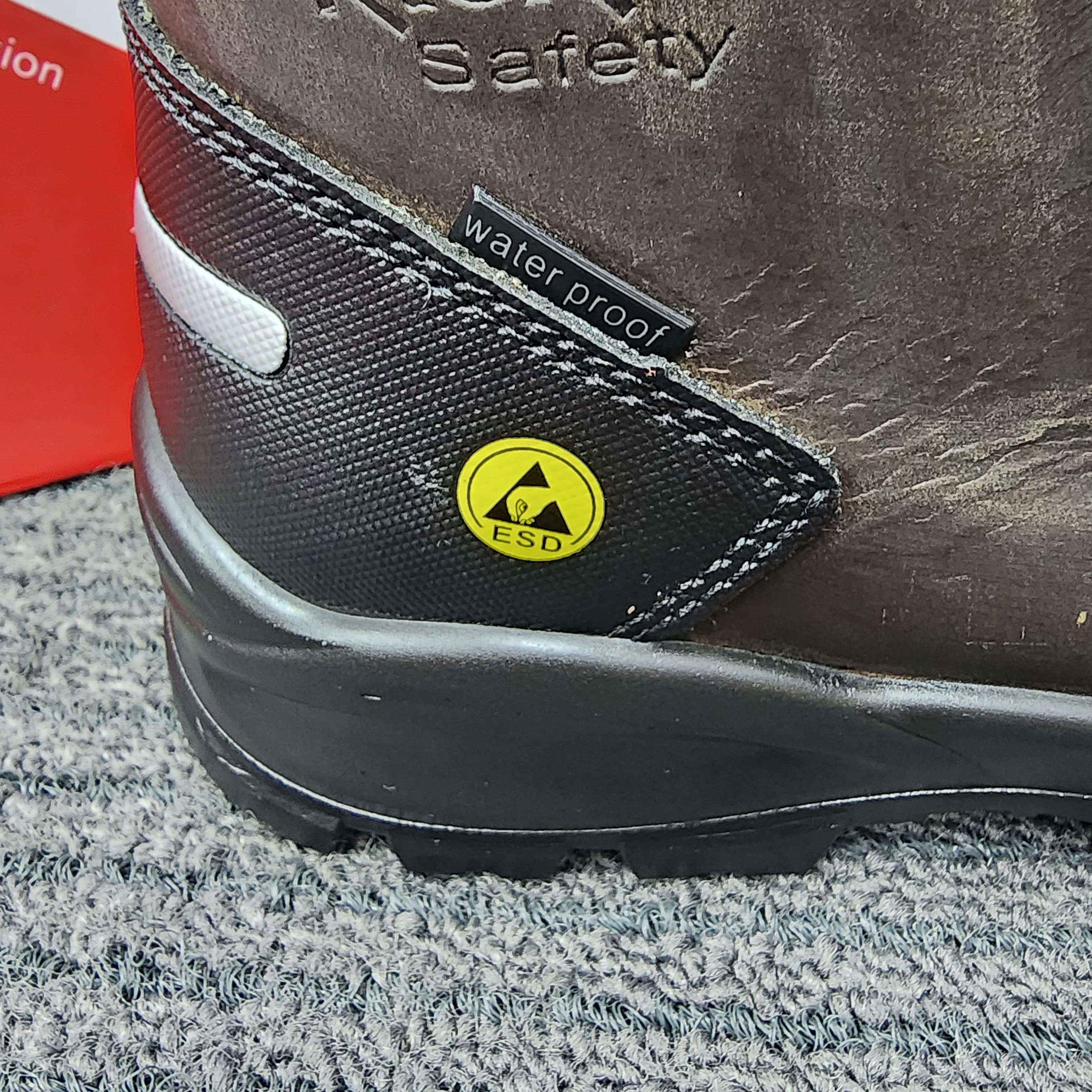 KicKers Safety Shoes 3068 Double Zip Full leather ESD Waterproof Brown Black Kasut Keselamatan