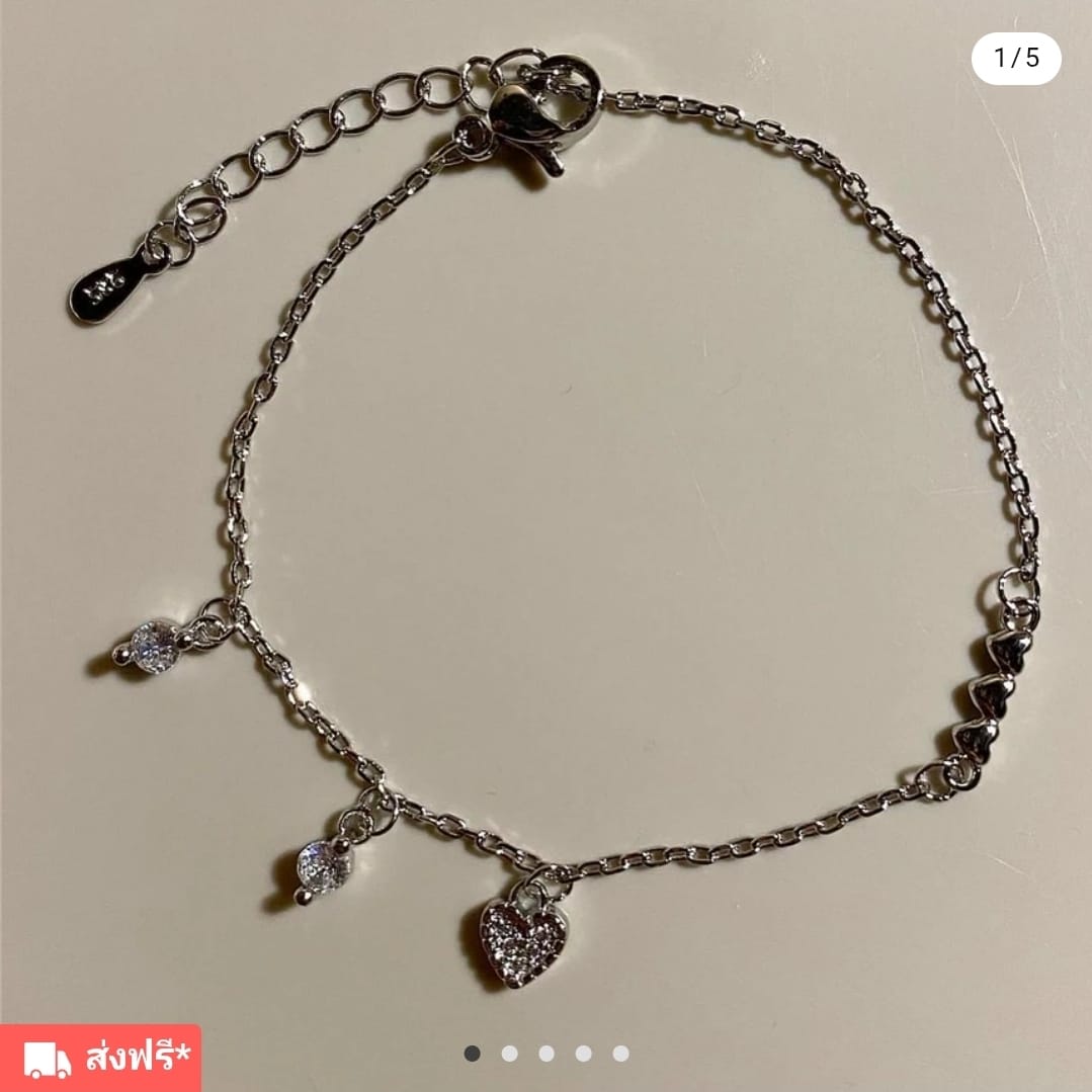 精緻閃亮心形吊飾手鍊