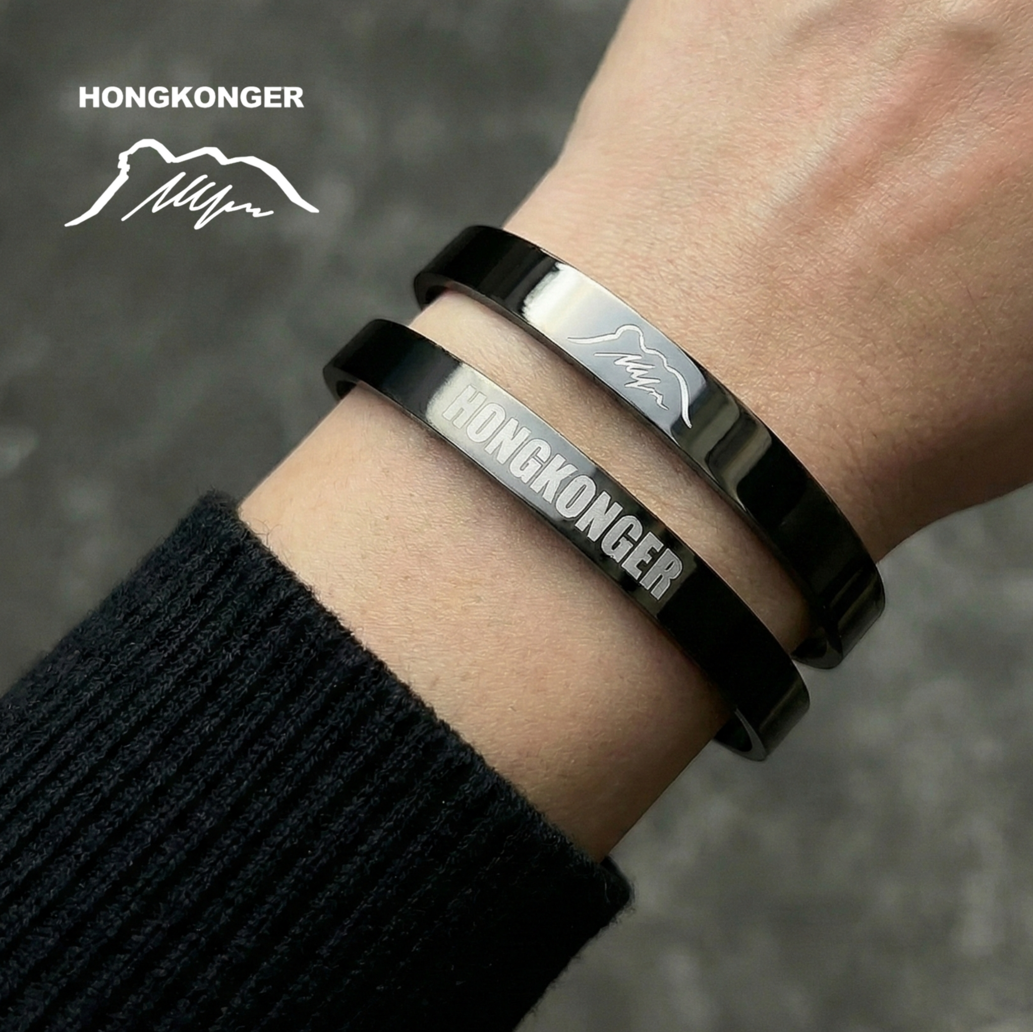 HONGKONGER 粗鋼手鈪 (免費刻名)