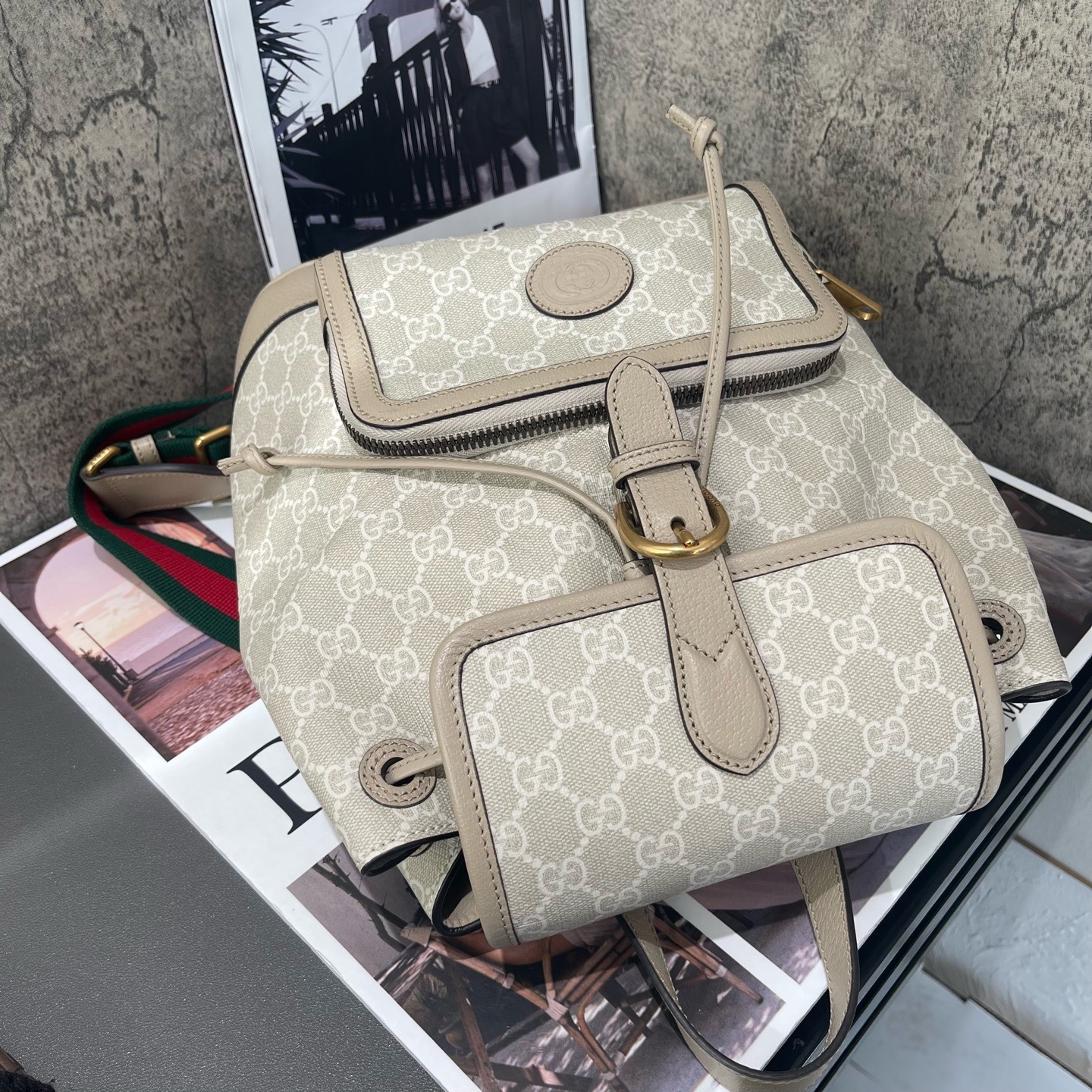 【預訂貨品】Gucci 燕麥色老花書包🎒