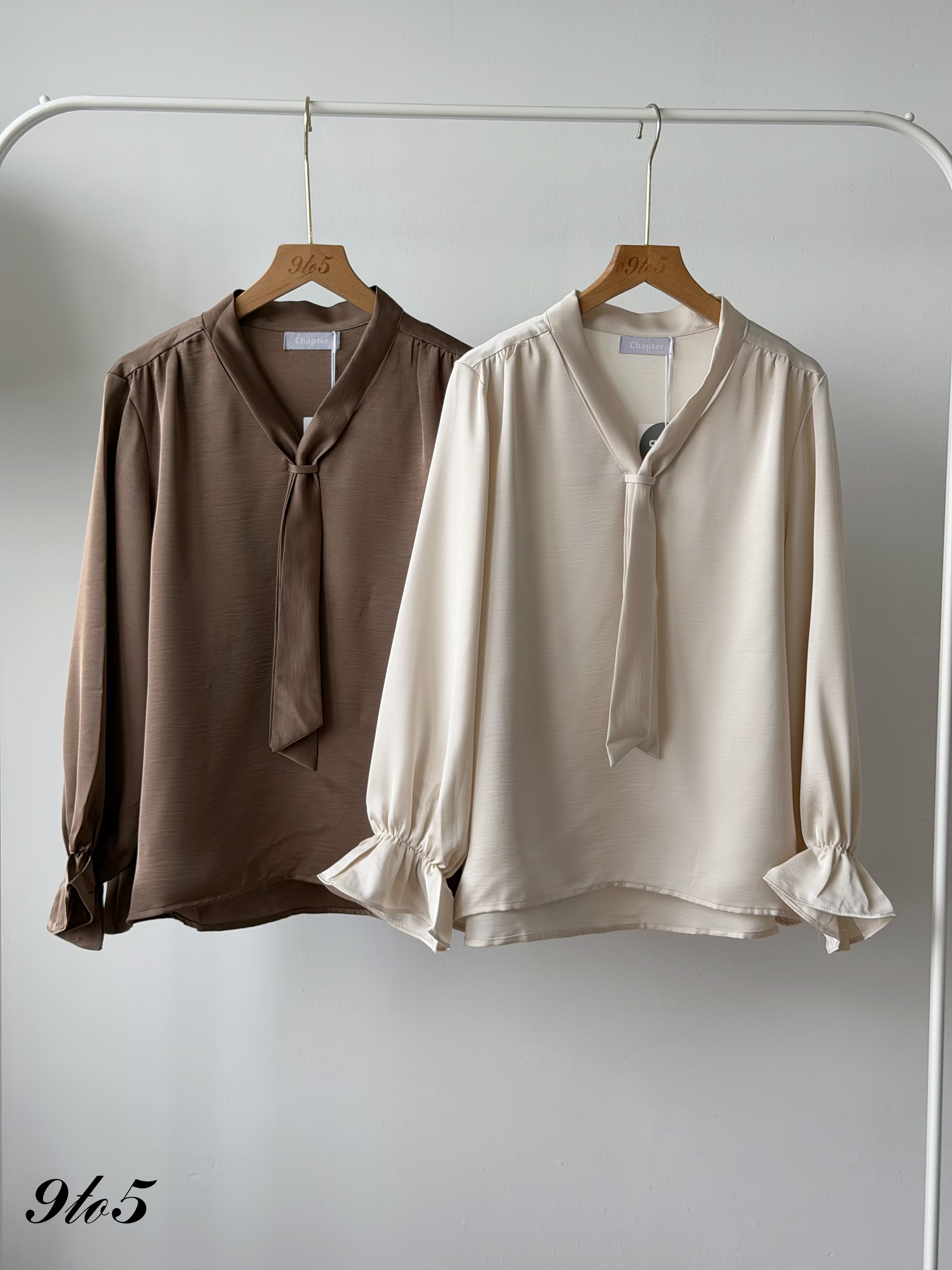 T4551 Long Sleeve Satin Blouse - 4 Colors 