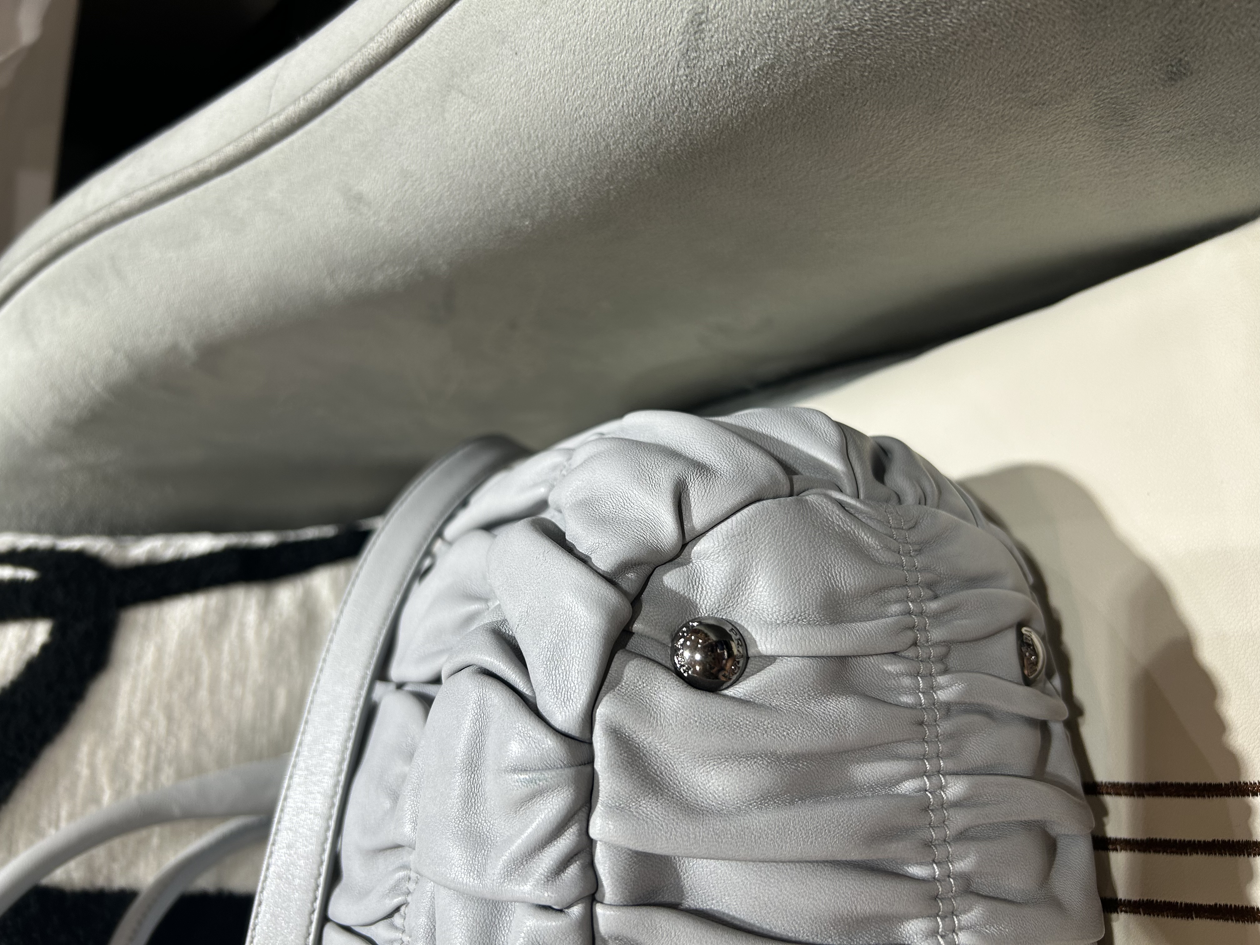 Prada Calfskin 2Way Bag Grey 100%Authentic, 99%New ✅ Certificate✅Dust bag