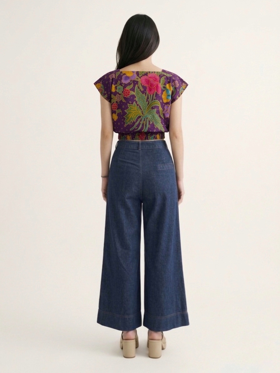 T3373 - Batik Square Neck Crop Top