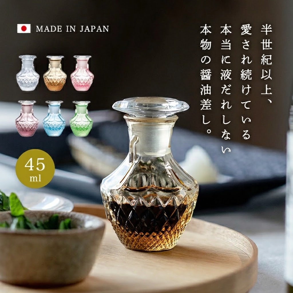 🔥🔥【日本製《ADERIA》復古寶石防滴漏迷你豉油樽 45ml】