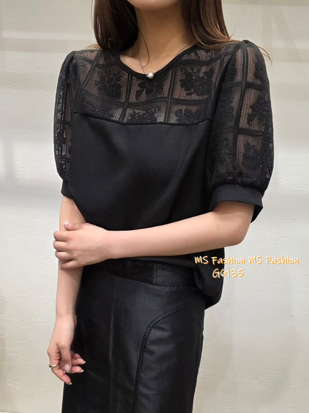 G6135 韓國🇰🇷靚料格紋通花透視top