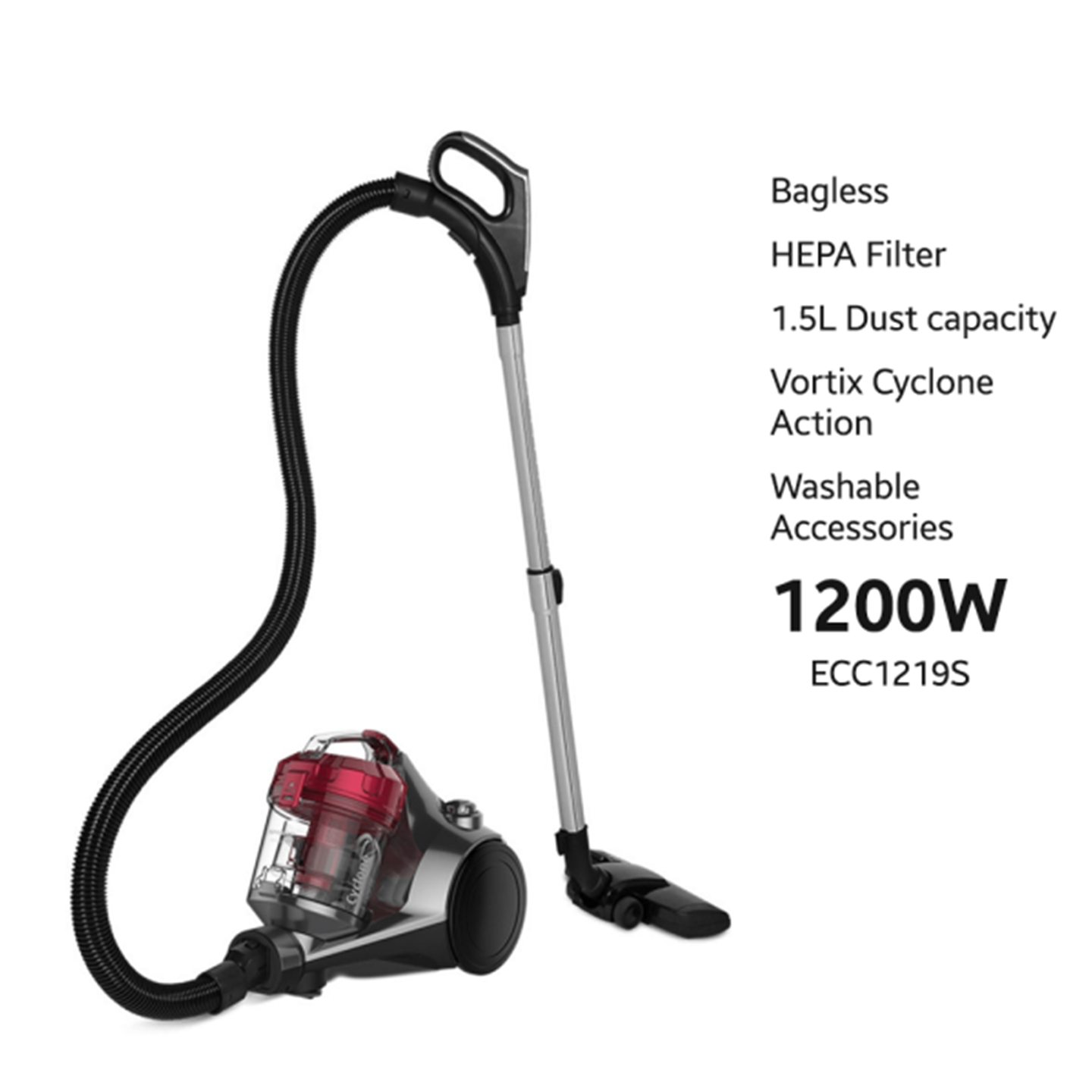 Sharp 1200W Bagless Vacuum Cleaner (ECC1219S)