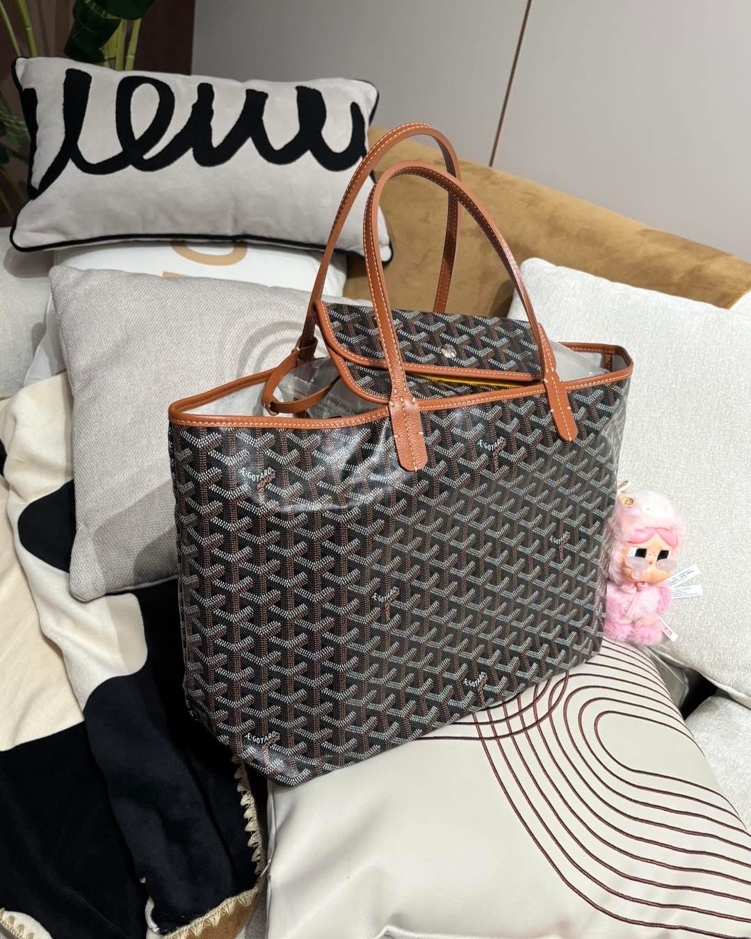 Goyard saint louis pm tote bag tan 100%Authentic,98%new ✅pouch ✅dust bag  
