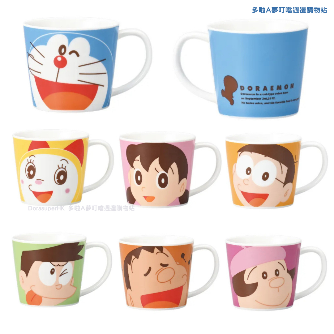 [訂購] 多啦A夢陶瓷杯 大集合 大雄 胖虎 金正陶瓷 (日本製) | Doraemon杯套裝