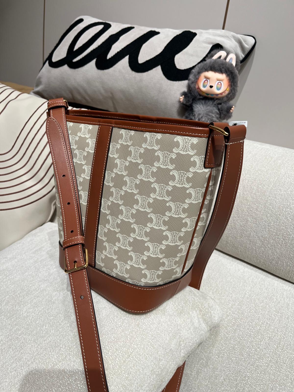 Celine Bucket small IN TRIOMPHE CANVAS AND CALFSKIN 100%Authentic, 98%New ✅Dust bag