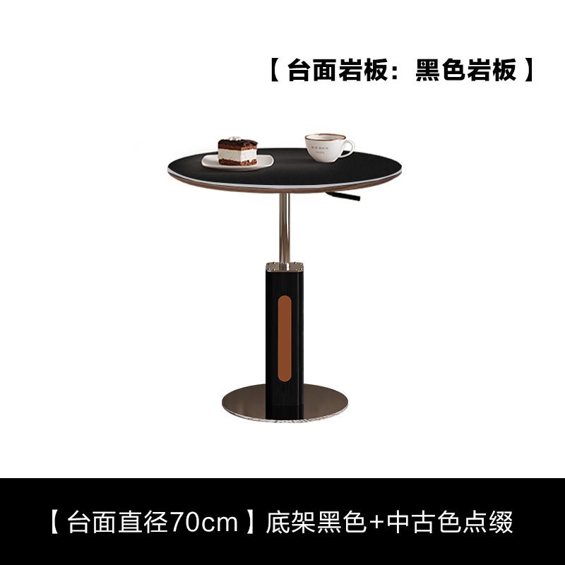 可移動升降茶几 沙發邊几角几 家用小圓桌 洞石岩板客廳茶几桌 小戶型coffee table