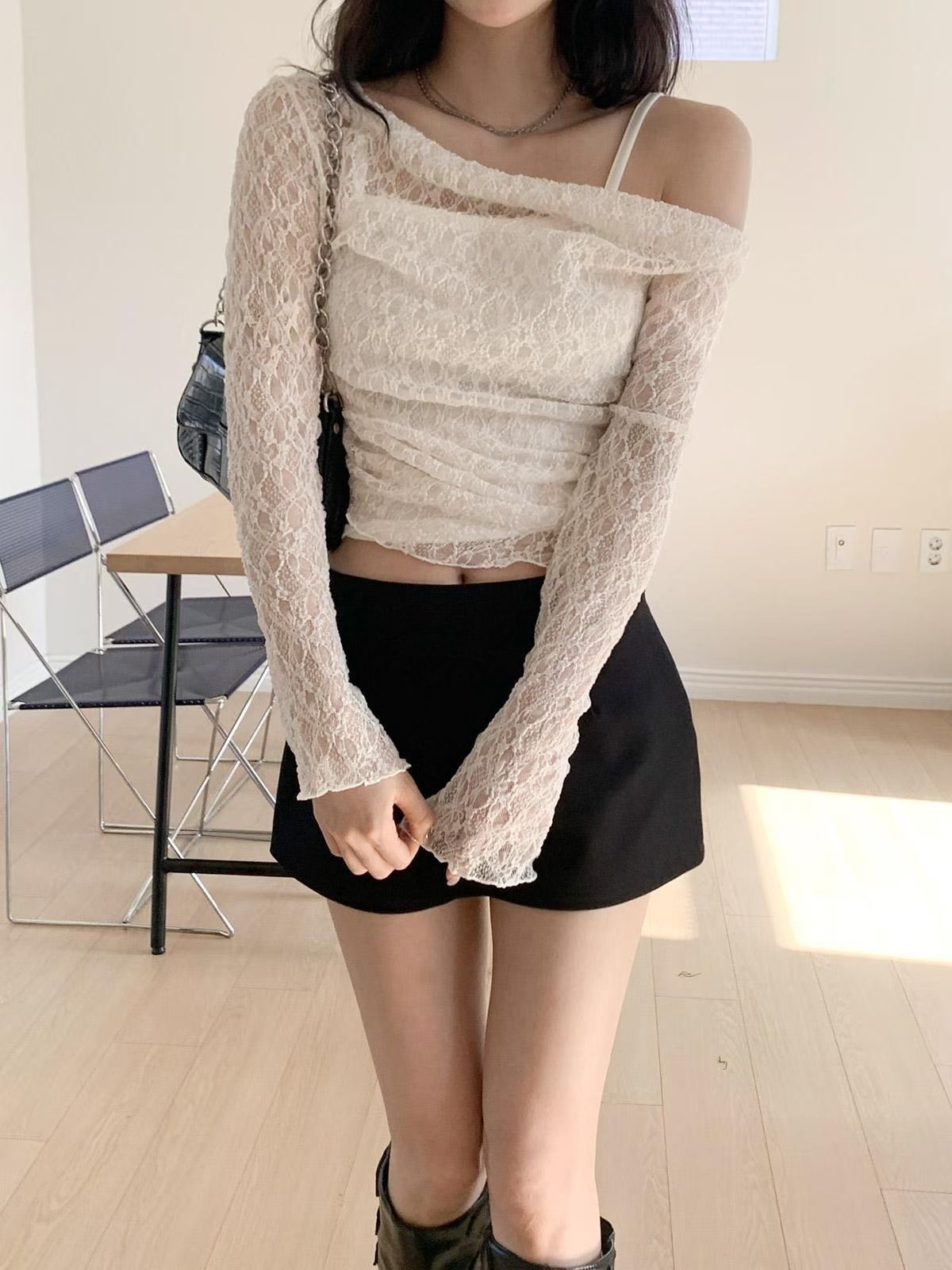 韓國溫柔感Lacy外撘+背心兩件套