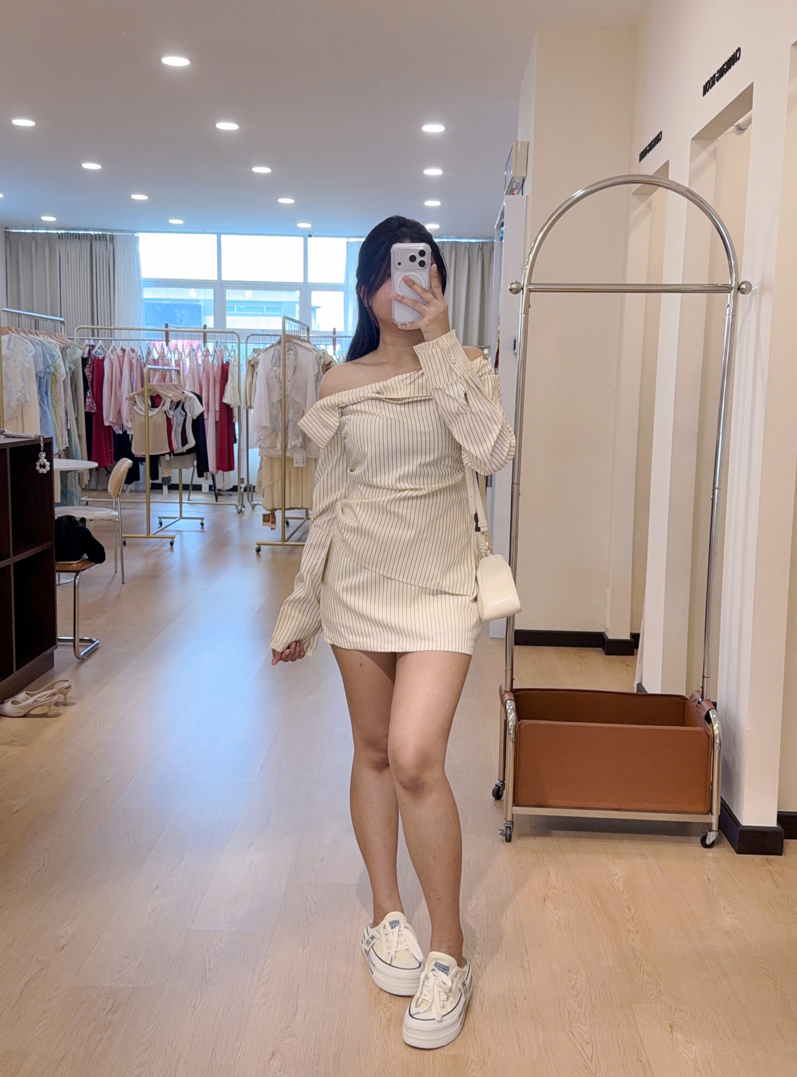 12553条纹一字领套装