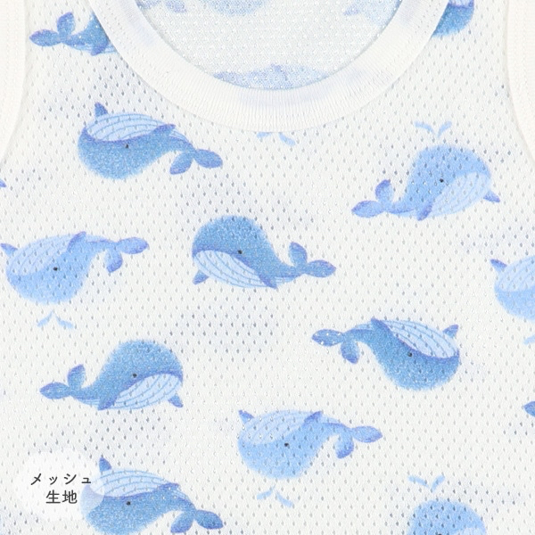 🇯🇵預訂 日本直送🇯🇵清爽材質鯨魚滿印純棉網眼背心包屁衣三件套