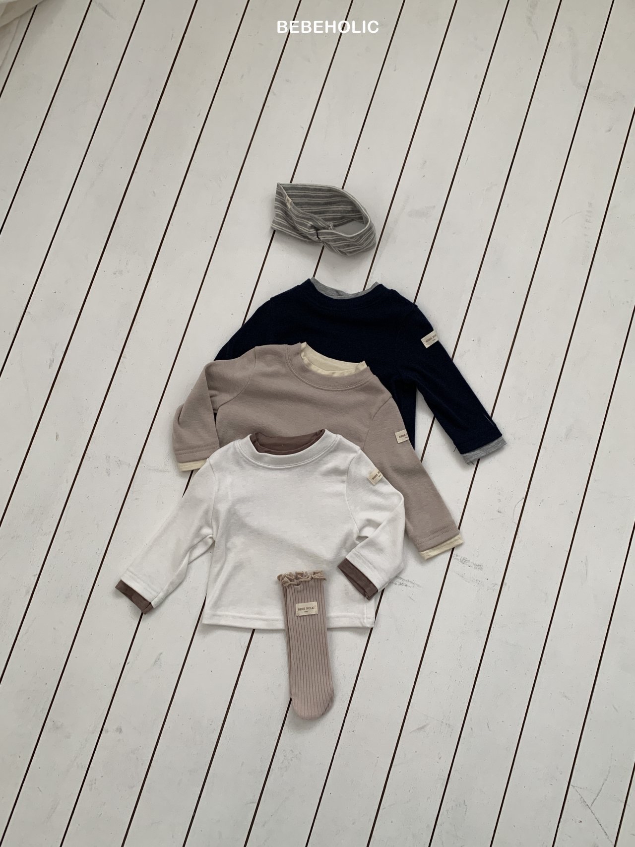 🌸預訂 韓國直送🌸🇰🇷BEBEHOLIC三色假兩件長袖上衣