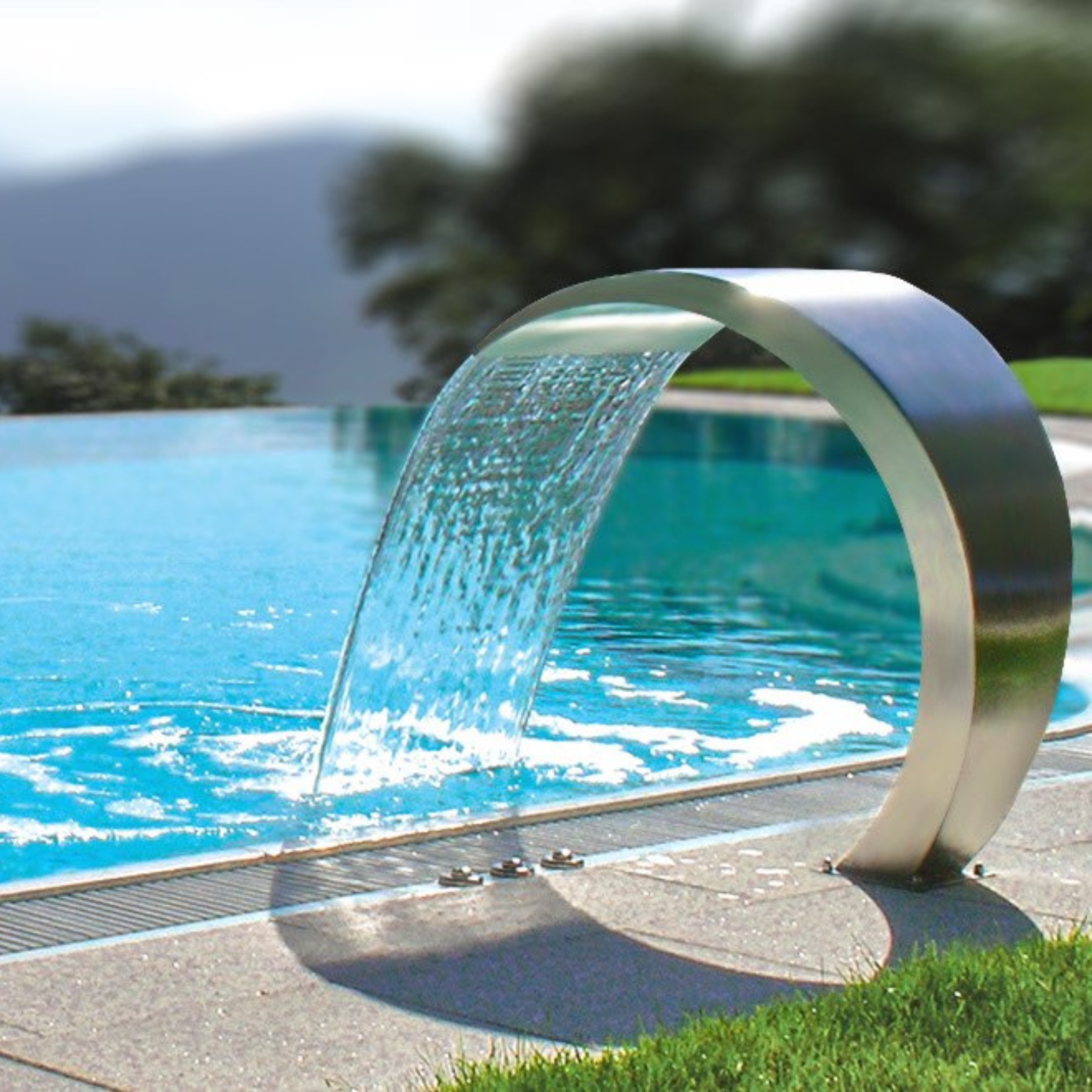 Curvy Modern Pool Fountain