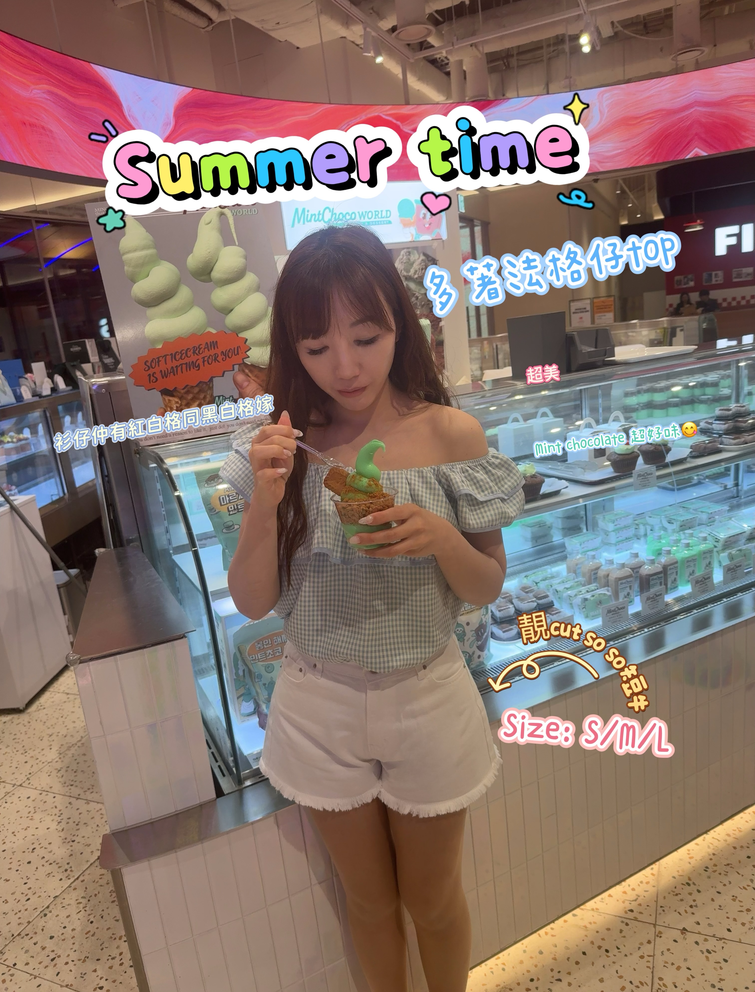 🍋summer time 🍒多著法格仔top露膊敢得 吾露又得 質地薄身舒服 吾誘藍/ 紅/ 黑白必買so so 短牛 係大家鍾意嘅白色同粉紅Size: S/M/L