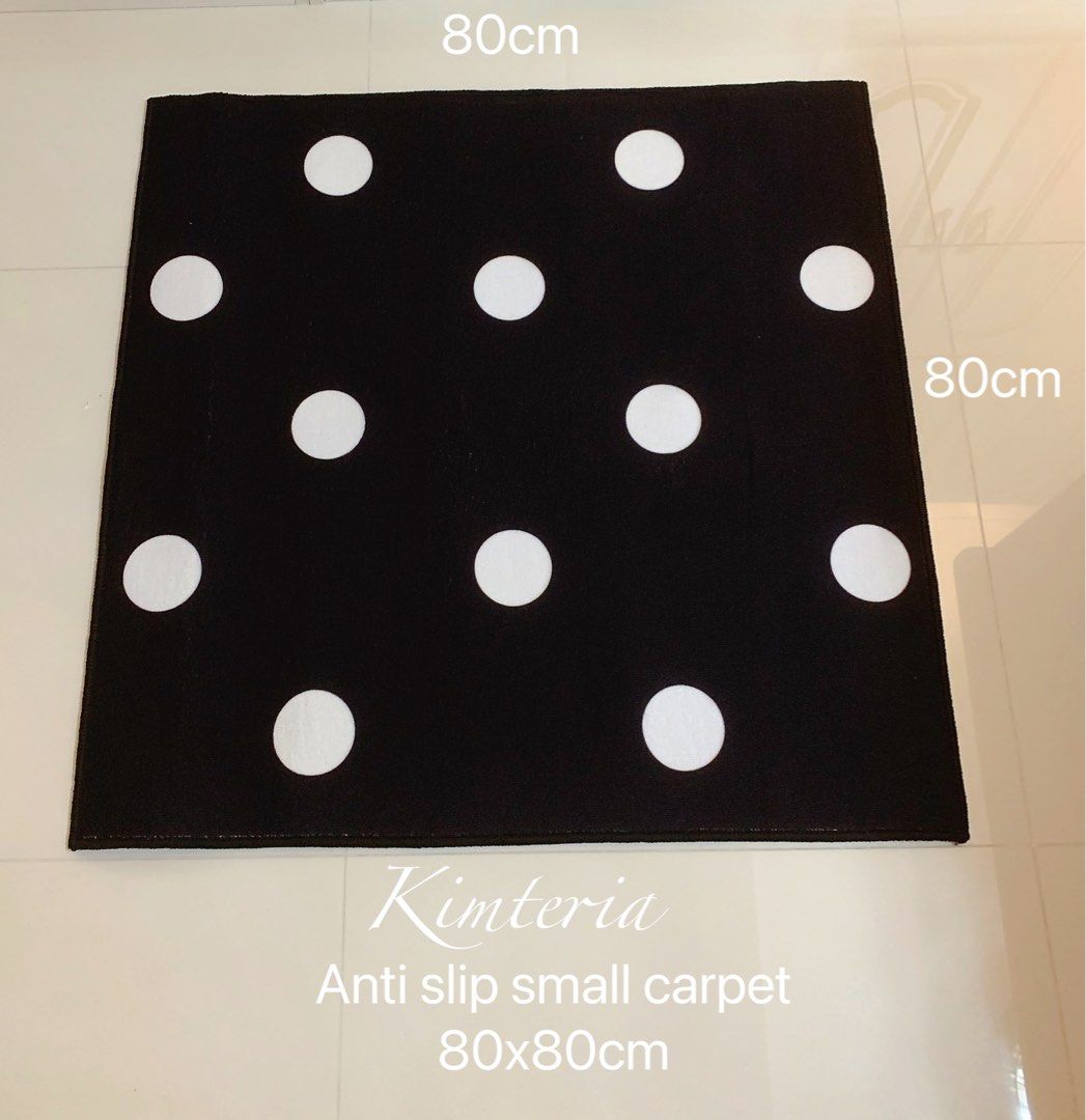 Black & White Square Poka Dots Carpet 80x80cm
