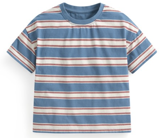 純棉條紋寬版落肩T恤-童