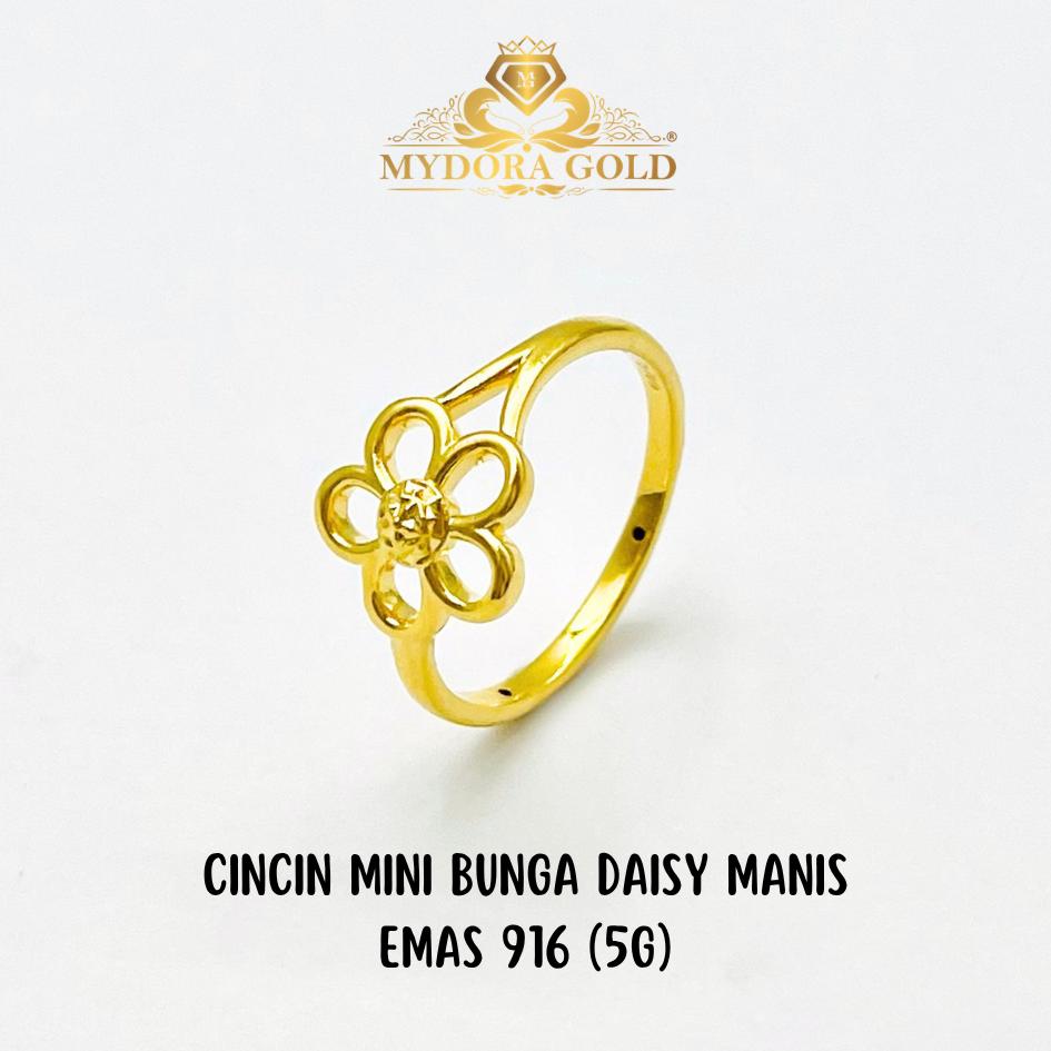 MYDORA Cincin Mini Bunga Daisy Manis (5G) l EMAS 916/22K