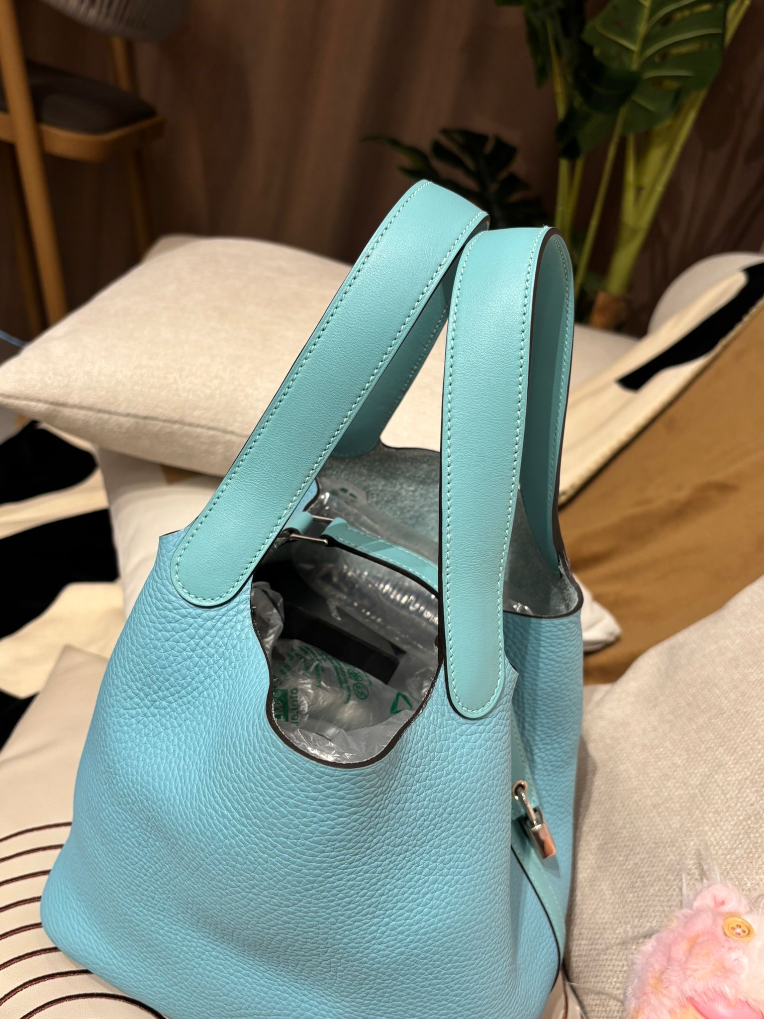 Hermes Picotin 22 Blue Atoll Stamp T 100%Authentic, 98%New ✅Key lock✅Dust bag✅Box