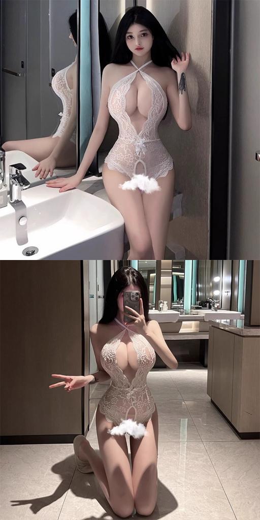 ​🌹 品名：月光蕾絲·交織心動連體衣