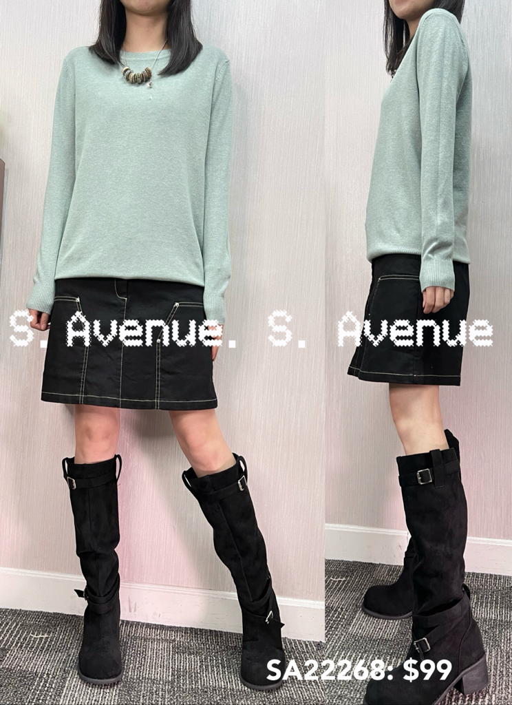 SA22268: 長袖圓領淨色線冷top