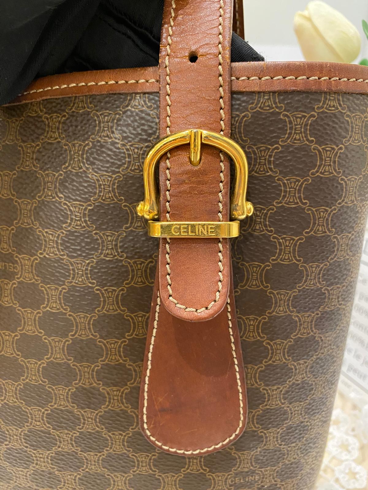 Celine Vintage Macadam Triomphe Bucket Bag