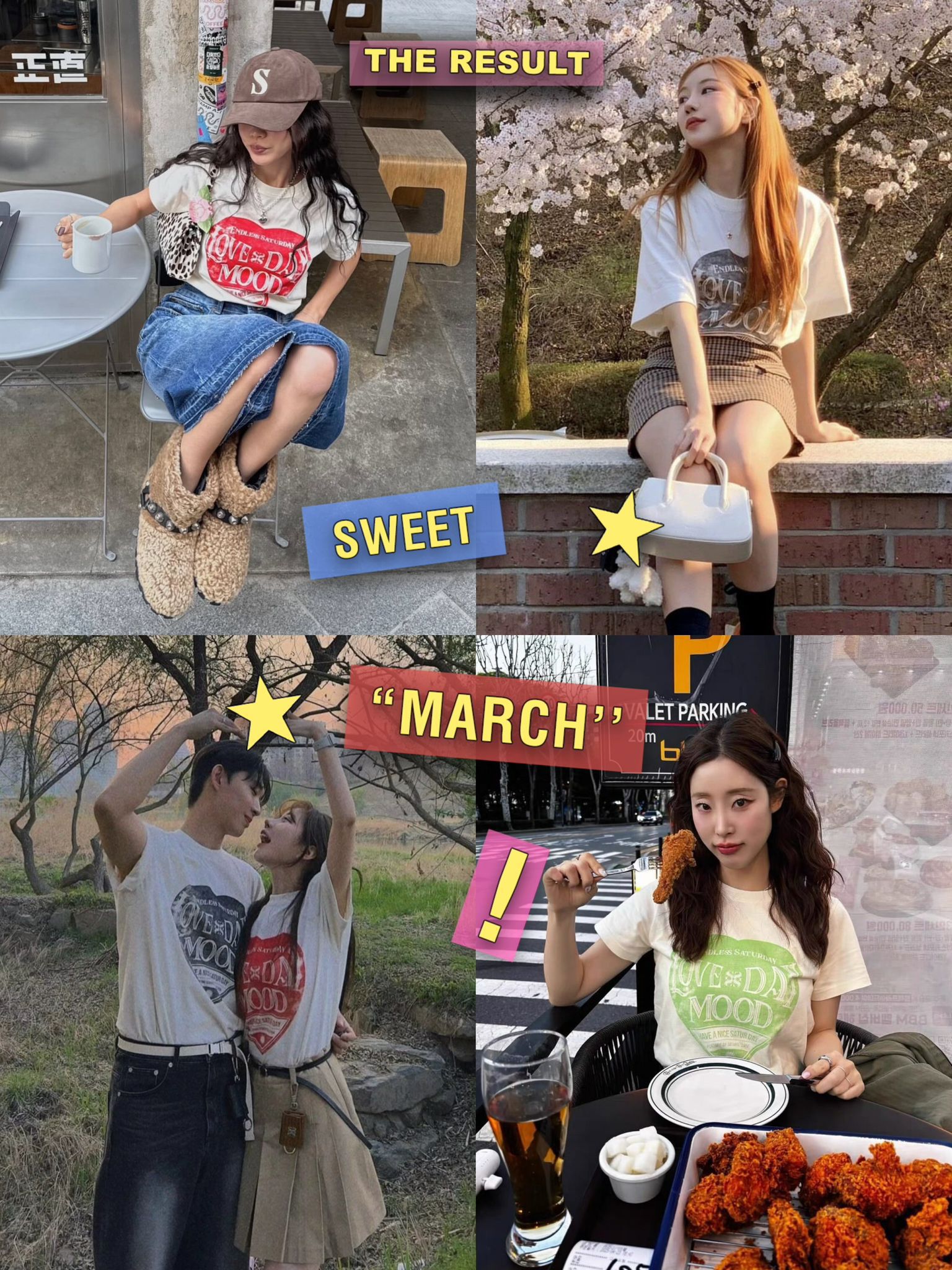 $95件。2件起$85件。韓國Satur復古愛心短袖