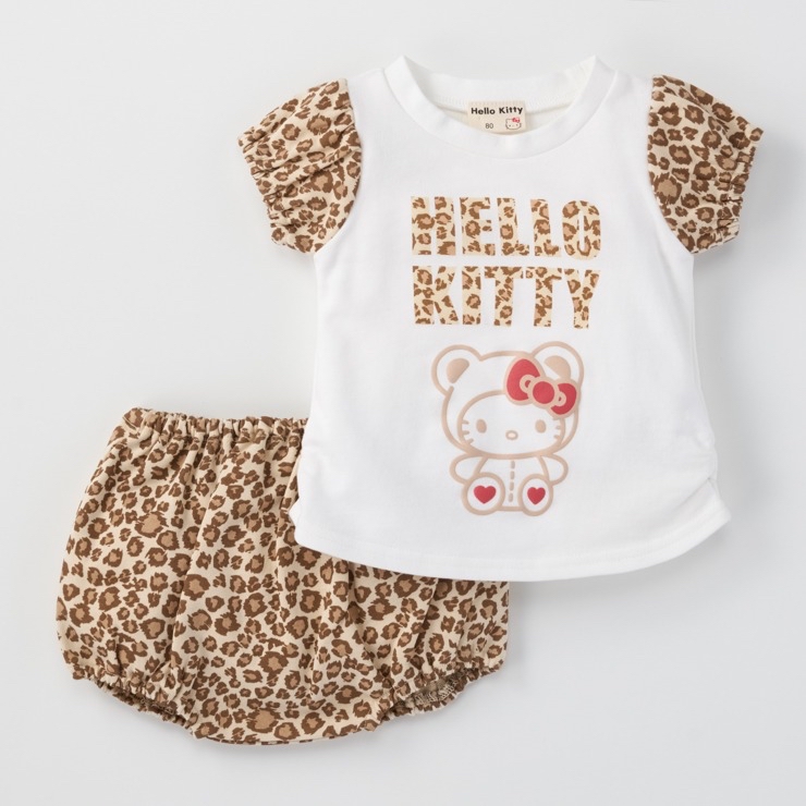 🇯🇵限量預訂 日本直送🇯🇵兩色Hello Kitty人物印花豹紋短袖上衣燈籠褲套裝