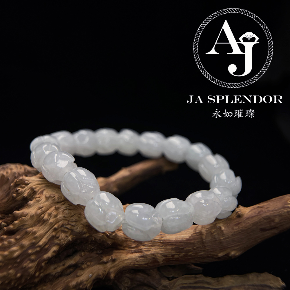 JB-255- 冰白清心定神/年年有餘蓮花手串