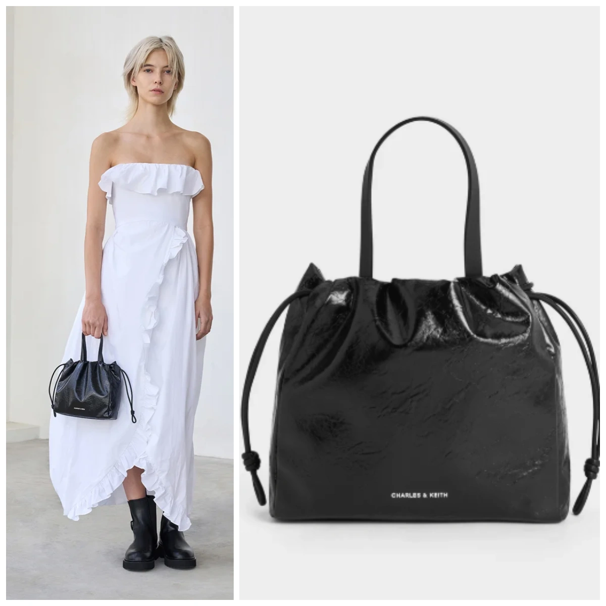 Charles & Keith  Bethel 抽繩手提托特包