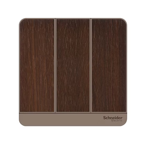 施耐德 AvatarOn 胡桃木 3位單控 帶指示燈 開關掣
