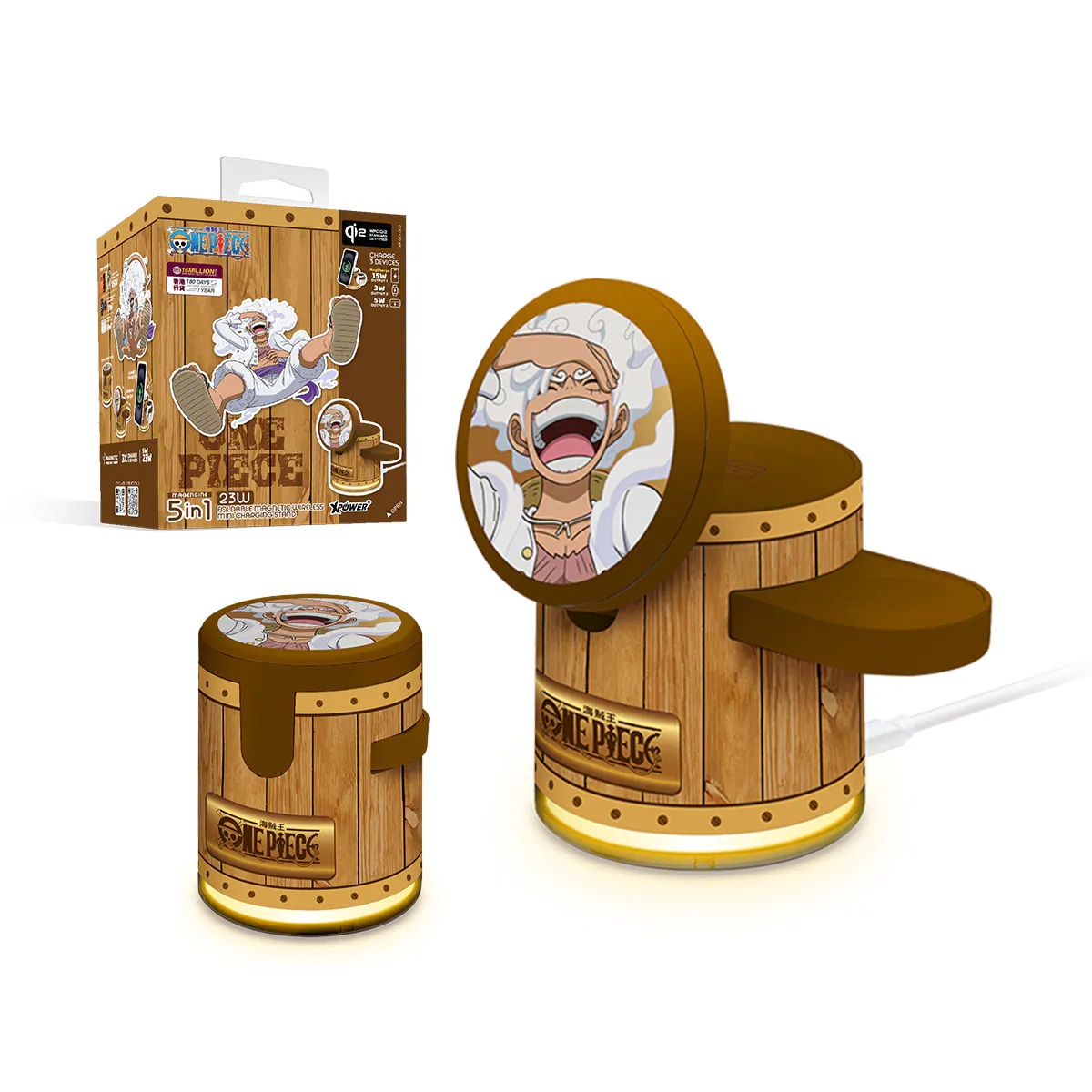 XPower x One Piece GE1 Qi2迷你掌心5合1 MagCharge 15W磁吸無線充電座