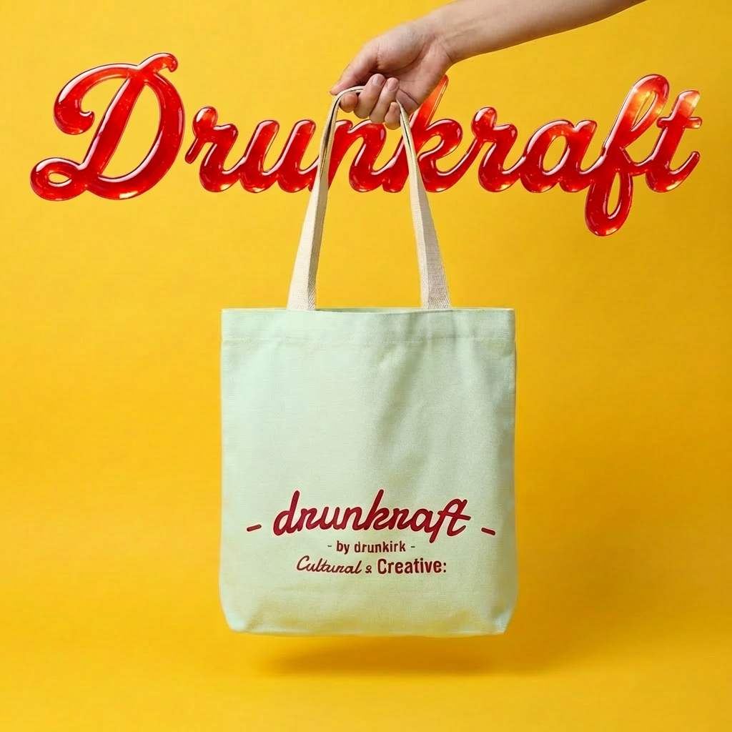 Drunkraft 人手絲印手提帆布袋