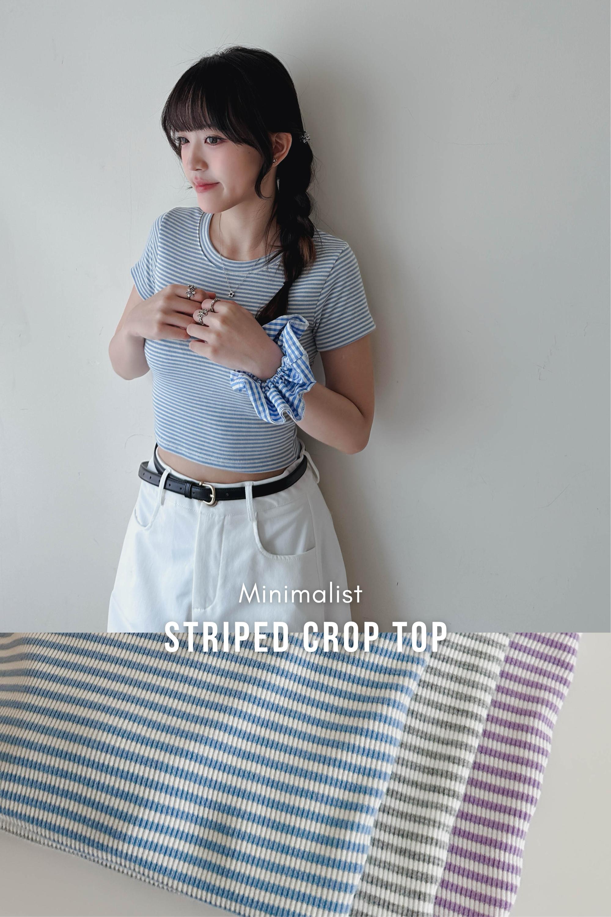 細件彈彈橫間Crop Top (三色入)