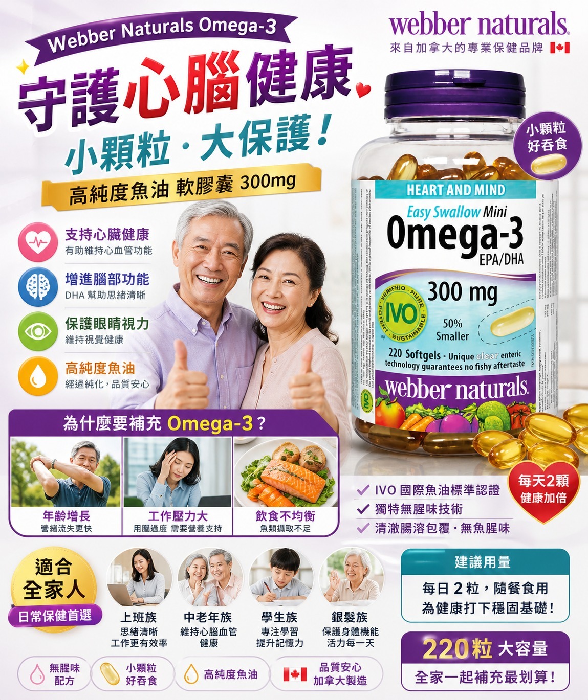 【預訂】Webber Naturals 深海魚油迷你膠囊 220粒
